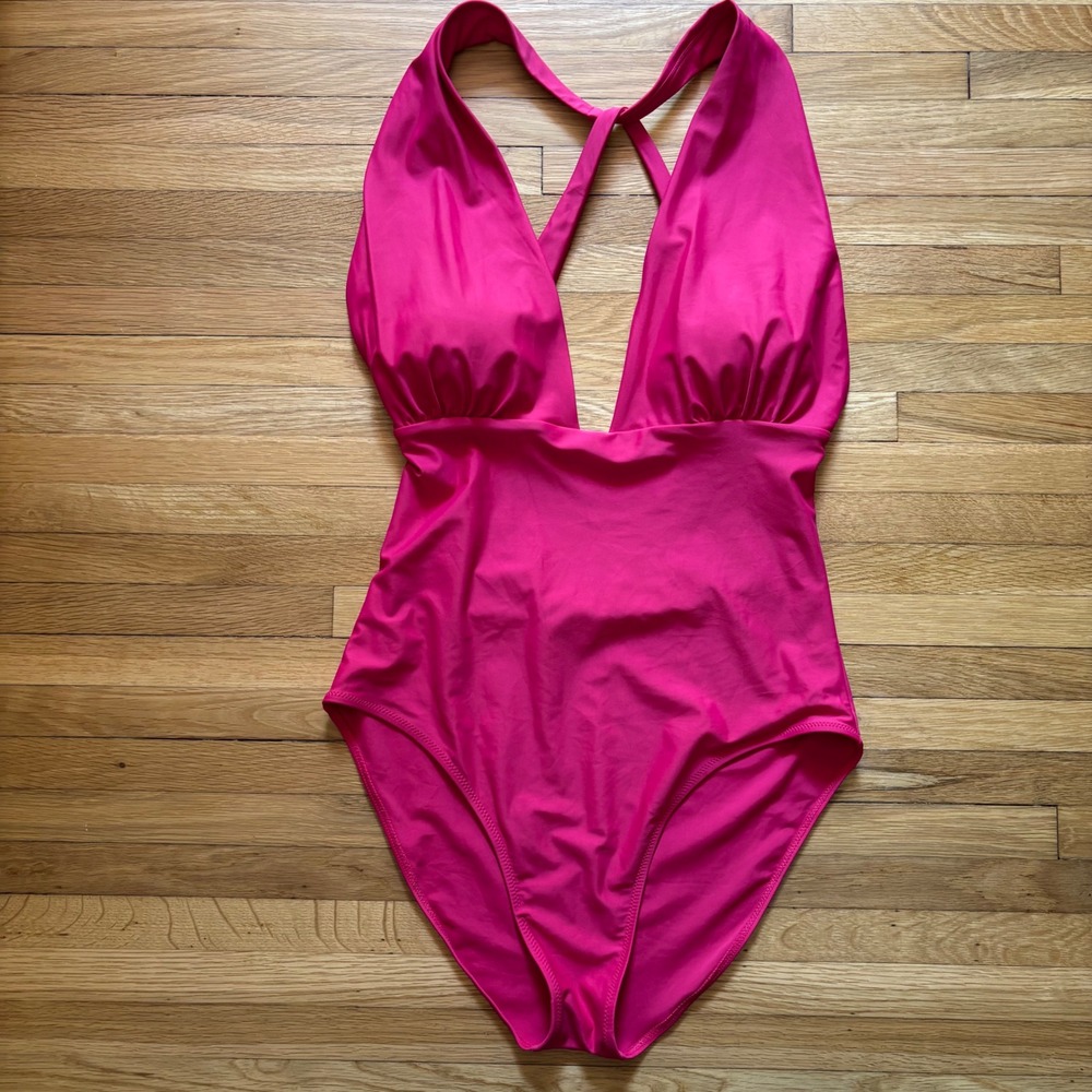 Summersalt The Plunge One Piece Deep V Swimsuit Womens 12 Barbie Pink Poolside